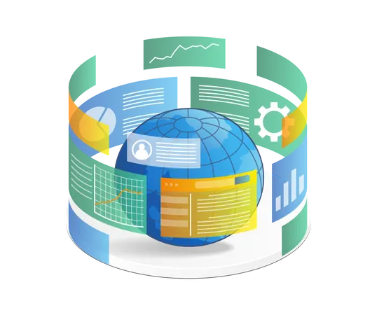 Internet Information Analysis Screen Around The Earth  Illustration