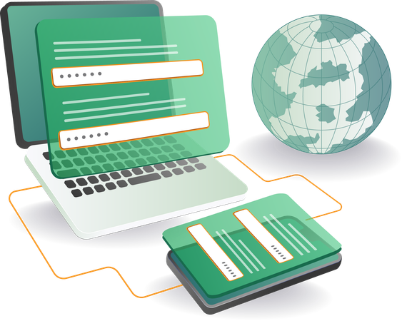 Internet Security Passwords for Computer Networks Using Smartphones  Illustration