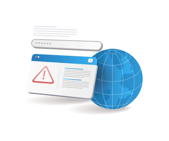 Internet security warning monitor window  Illustration