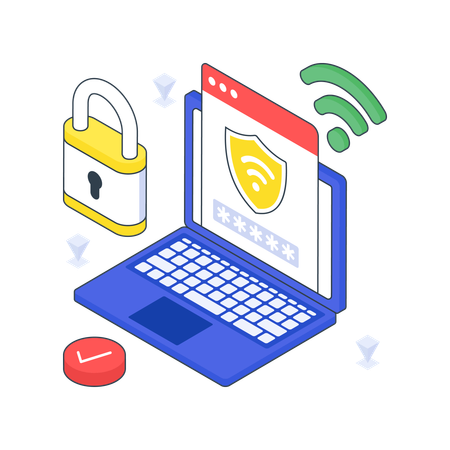 Internet Security with laptop  Illustration