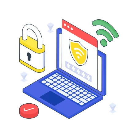 Internet Security with laptop  Illustration