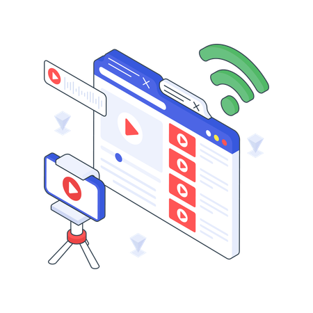 Internet Streaming with wifi connection  Illustration