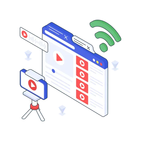 Internet Streaming with wifi connection  Illustration