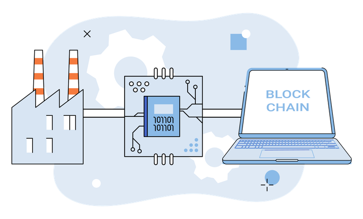Internet things IoT and blockchain dance in ballet decentralized finance  Illustration