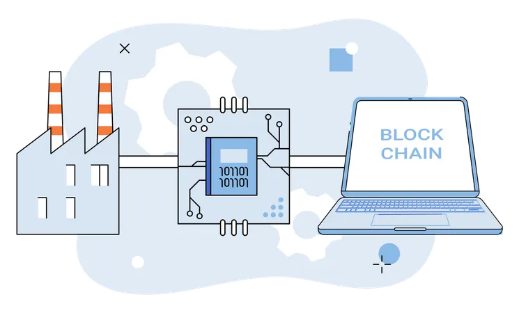 Internet things IoT and blockchain dance in ballet decentralized finance  Illustration