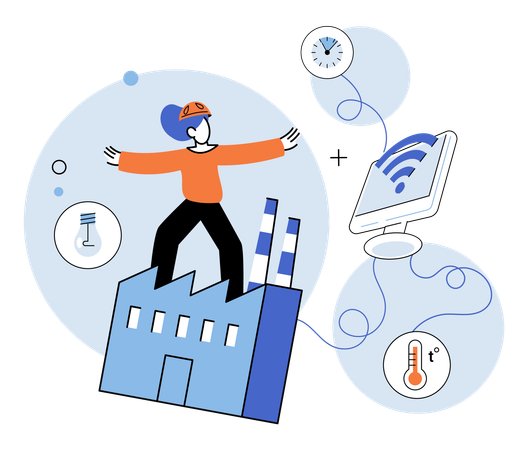 Internet things silent architect constructing framework smart industry  Illustration