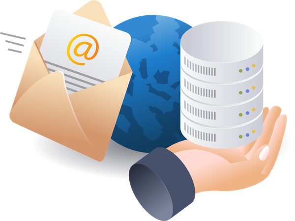 Internet world email database  イラスト