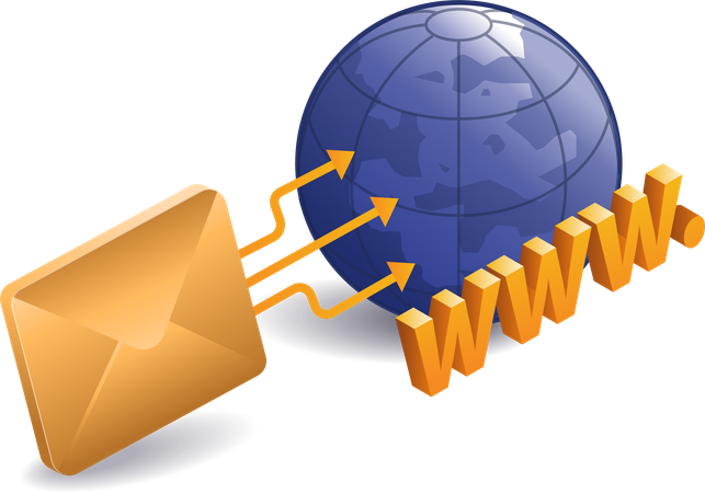 Internet world email transactions website  Illustration