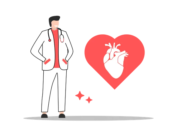 Internist Doctor With Organs Wrapped In Love Flat Symbol Illustration Illustration