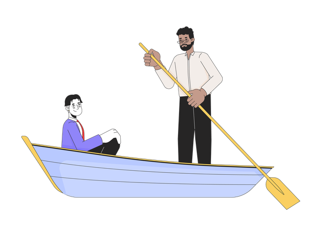 Gay interracial lors d'une promenade romantique en bateau  Illustration