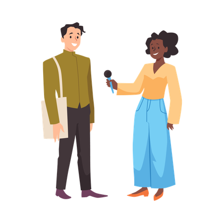 Interview two people talking  Illustration