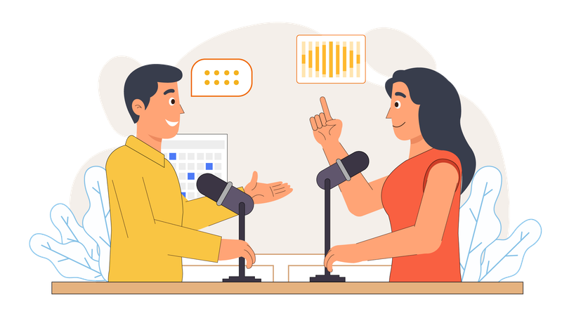 Interviewee take interview of atress  Illustration