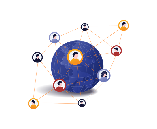 Interworld team networking  Illustration