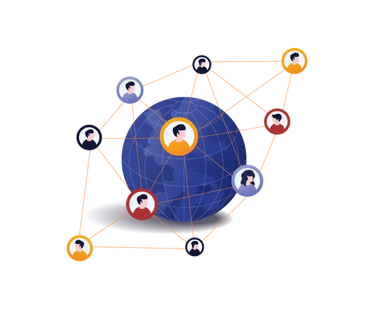 Interworld team networking  Illustration