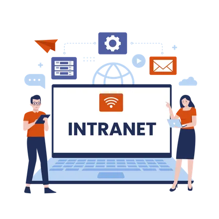 Conexión de red de Internet Intranet  Ilustración