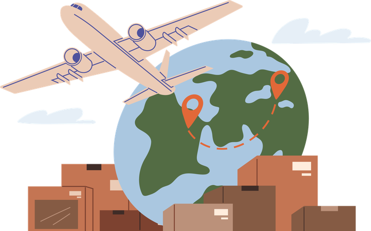 Intricate network international logistics  Illustration