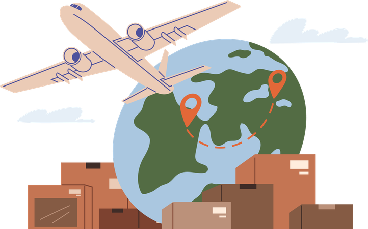 Intricate network international logistics  일러스트레이션