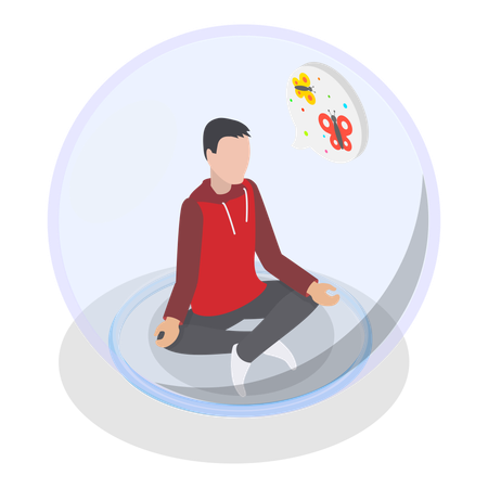 Introvert man doing meditation  Illustration