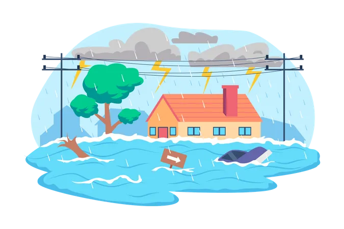 Ilustracion De Vector De Inundacion Ilustración