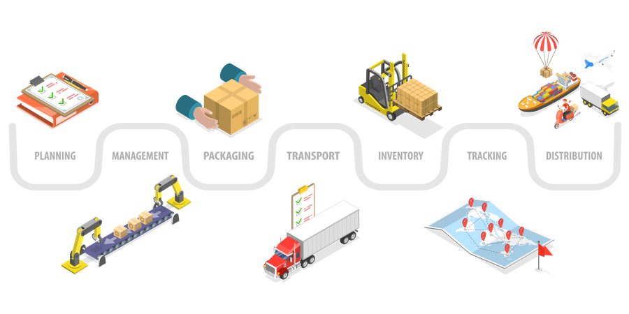 Inventory Management and Cargo Delivery Service Illustration