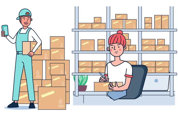 Inventory manager accounting goods  Illustration