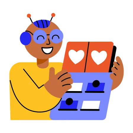 Inventory robot working in fafctory  Illustration