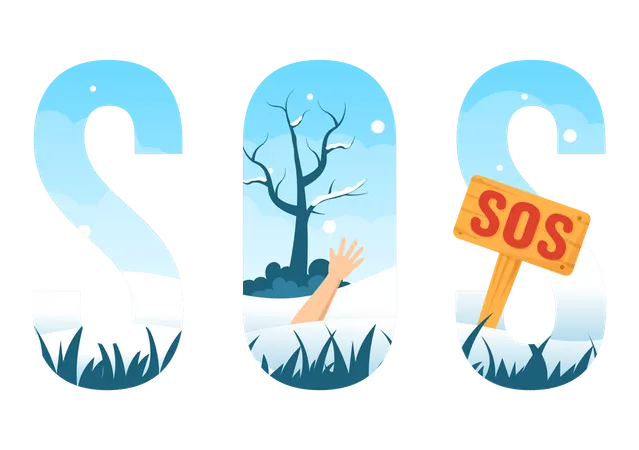 Emergência de mensagem SOS de inverno  Ilustração