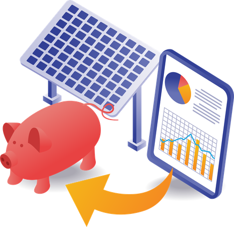 Inversión empresarial con paneles solares  Ilustración