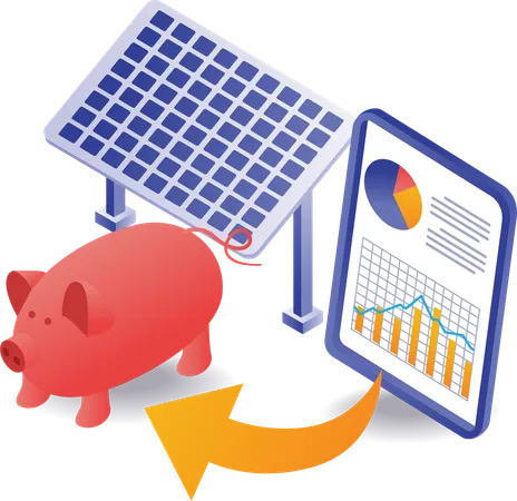 Inversión empresarial con paneles solares  Ilustración