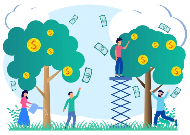 Inversión en el árbol del dinero  Ilustración