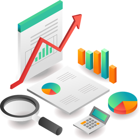 Búsqueda de datos de analistas de auditoría de negocios de inversiones  Ilustración