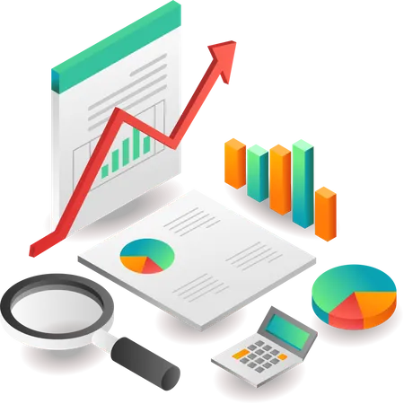 Búsqueda de datos de analistas de auditoría de negocios de inversiones  Ilustración