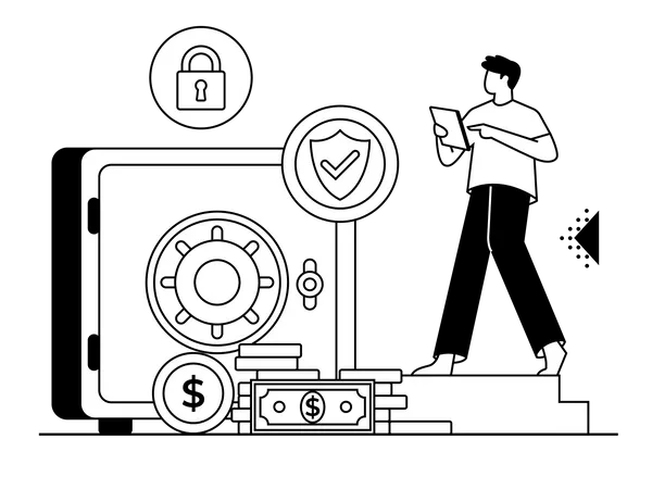 Inversión segura en bóveda  Ilustración