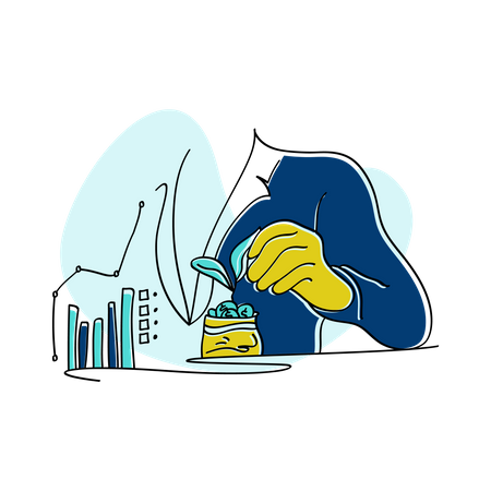 Inversor que invierte capital en una empresa  Ilustración