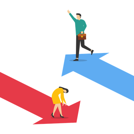 Inversores empresariales con diferentes visiones  Ilustración