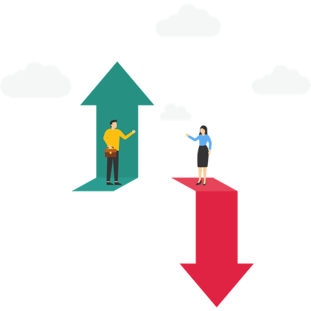 Inversores empresariales con diferentes visiones  Ilustración