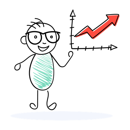 Investidor masculino analisando o mercado de ações  Ilustração