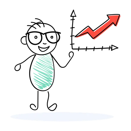 Investidor masculino analisando o mercado de ações  Ilustração