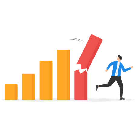 Investidor foge da queda do mercado  Ilustração