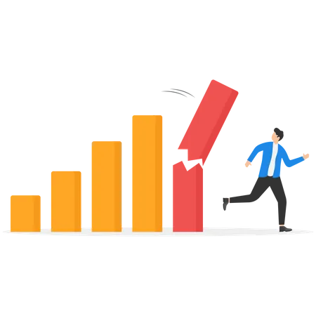 Investidor foge da queda do mercado  Ilustração