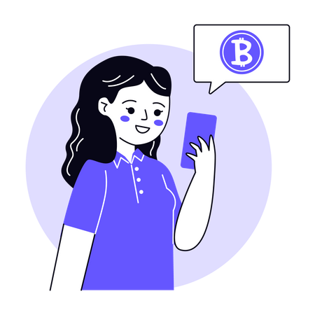 Investidora bitcoin feminina  Ilustração