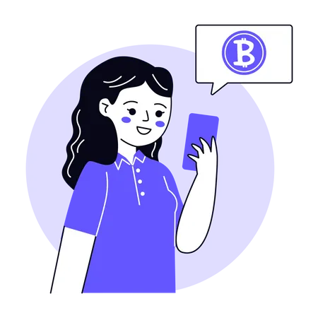 Investidora bitcoin feminina  Ilustração