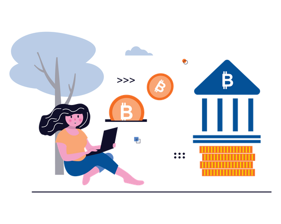 Investidora bitcoin feminina  Ilustração