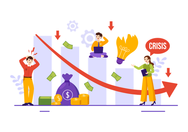 Investidores enfrentam perdas devido à crise financeira  Ilustração