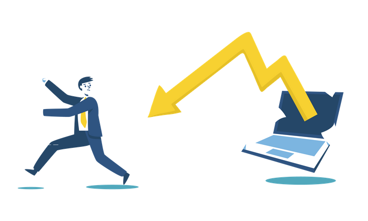 Investidores fugindo devido ao colapso do mercado  Ilustração