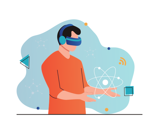 Investigación científica usando vr  Illustration
