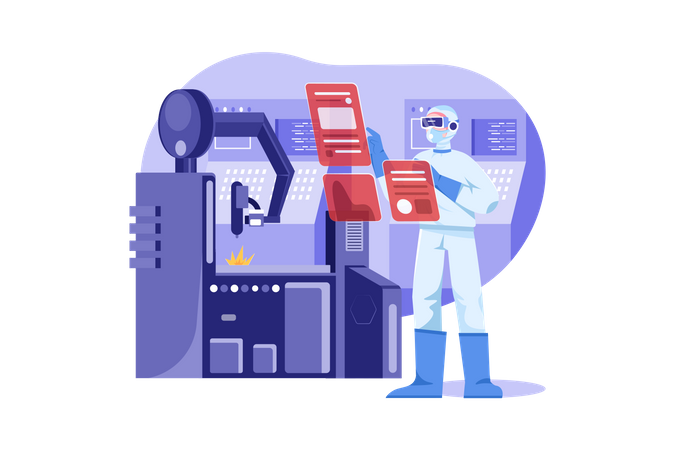 Investigación de laboratorio en el metaverso.  Illustration