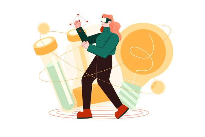 Investigación de laboratorio usando vr  Illustration