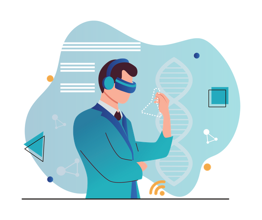 Investigación de laboratorio usando vr  Illustration