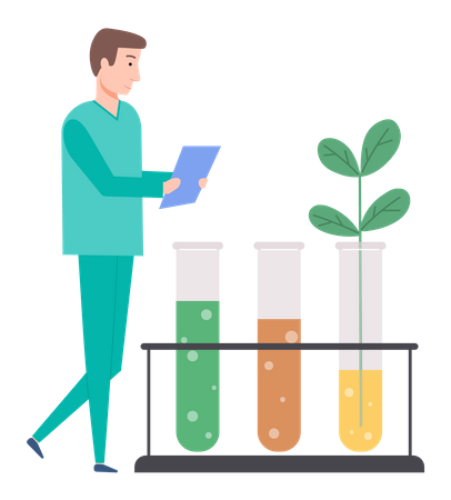 Investigación de productos orgánicos  Ilustración